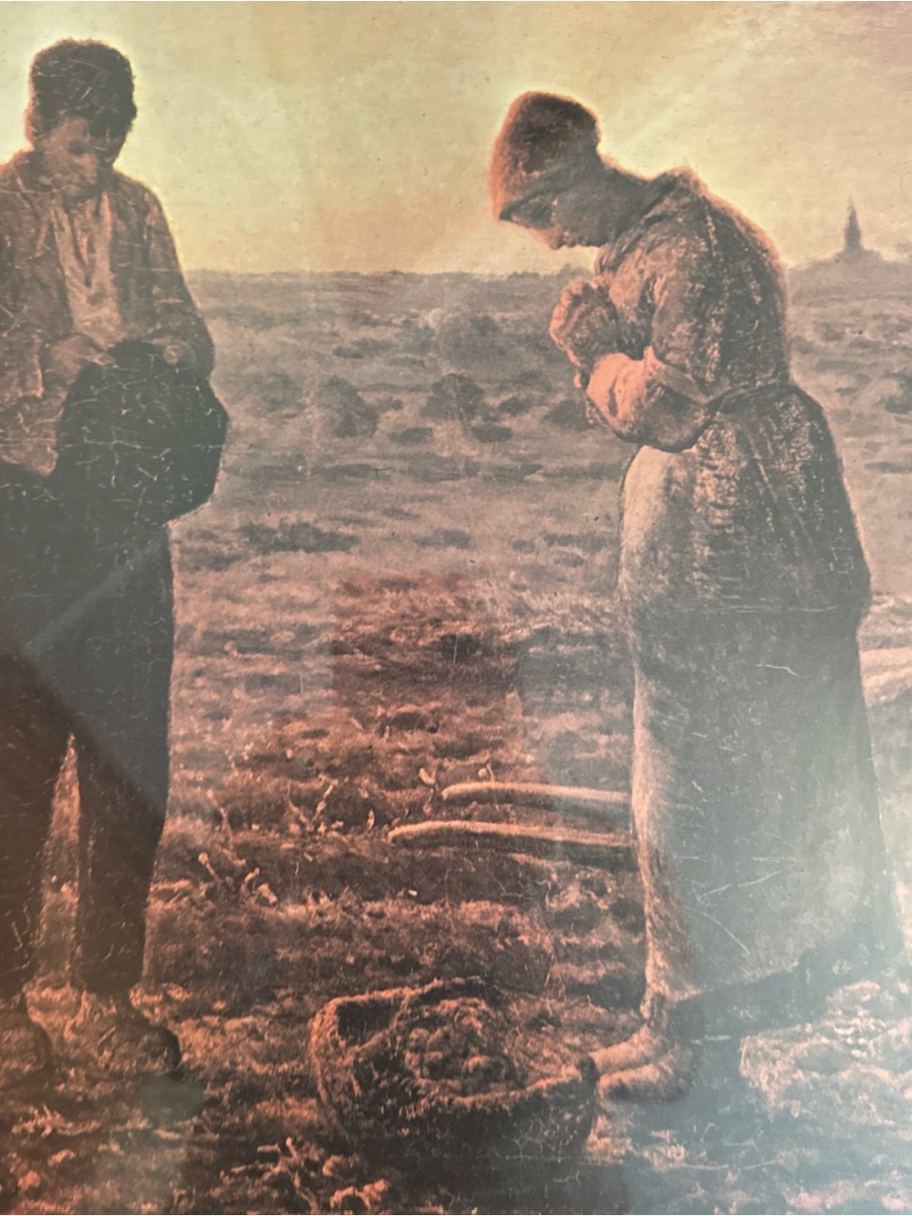 The Angelus Artist Jean Francois Millett 1859 Farmer & Wife 23x19 1/2 Framed